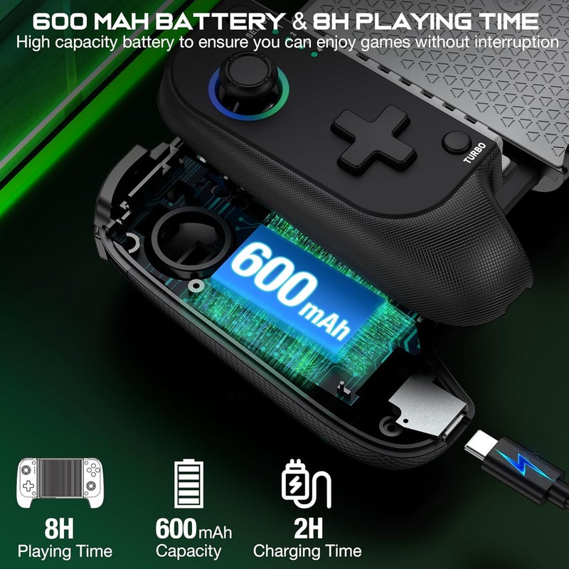 KICKDOT Wireless Phone Controller for iPhone/Android No Deadzone, Mobile Gaming Controller Support Xbox Game Pass, Steam Link, GeForce Now, Call of Duty, Roblox, Cloud Gamepad for iOS with Dynamic LED Lights - Image 5